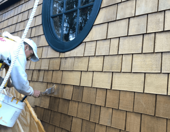 staining cedar shake siding in Portland, Oregon