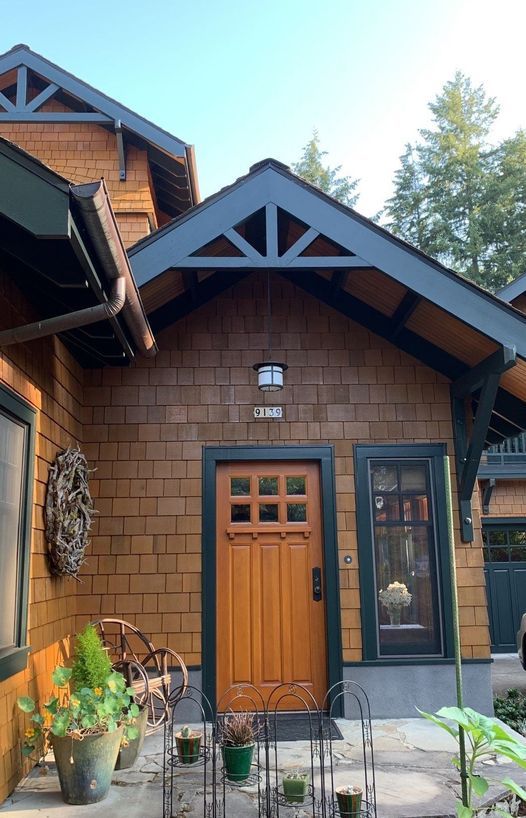 A home with cedar shake siding that we recently restained in Portland