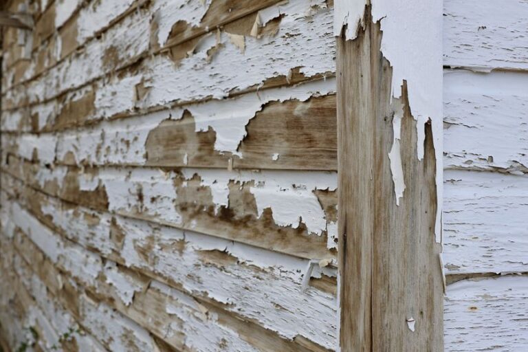 Side of building with peeling paint