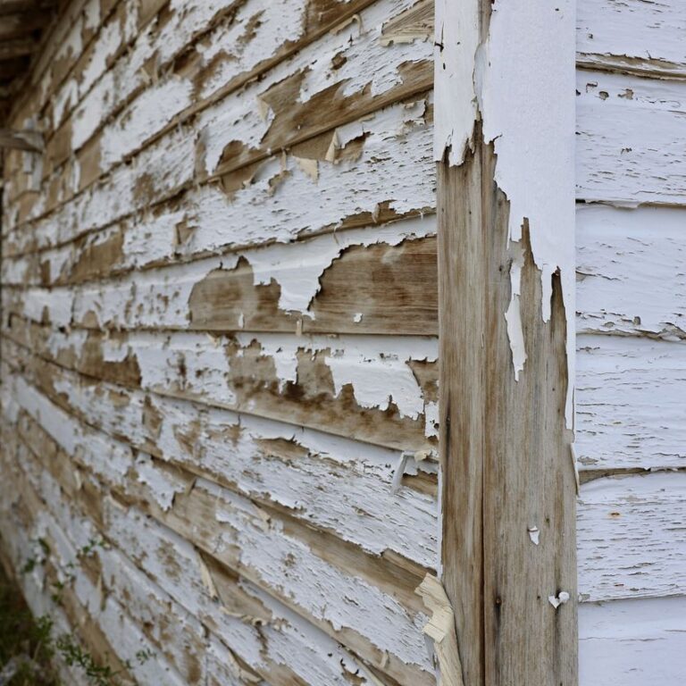 Side of building with peeling paint