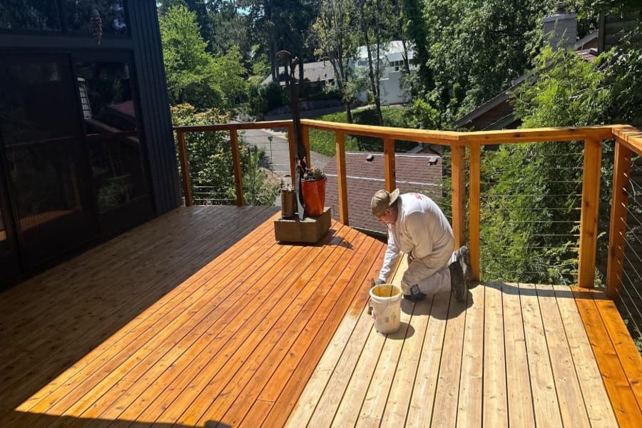 Wooden deck staining