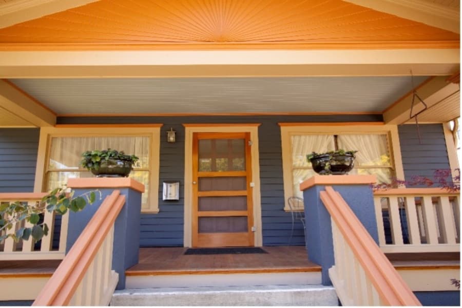 Wooden porch area at residential home
