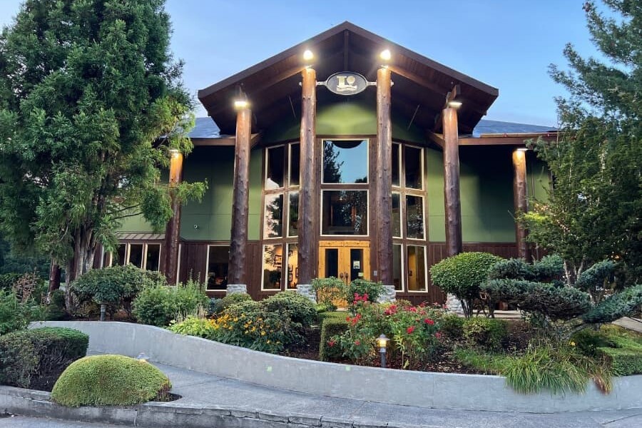 Exterior commercial building paint job, front view