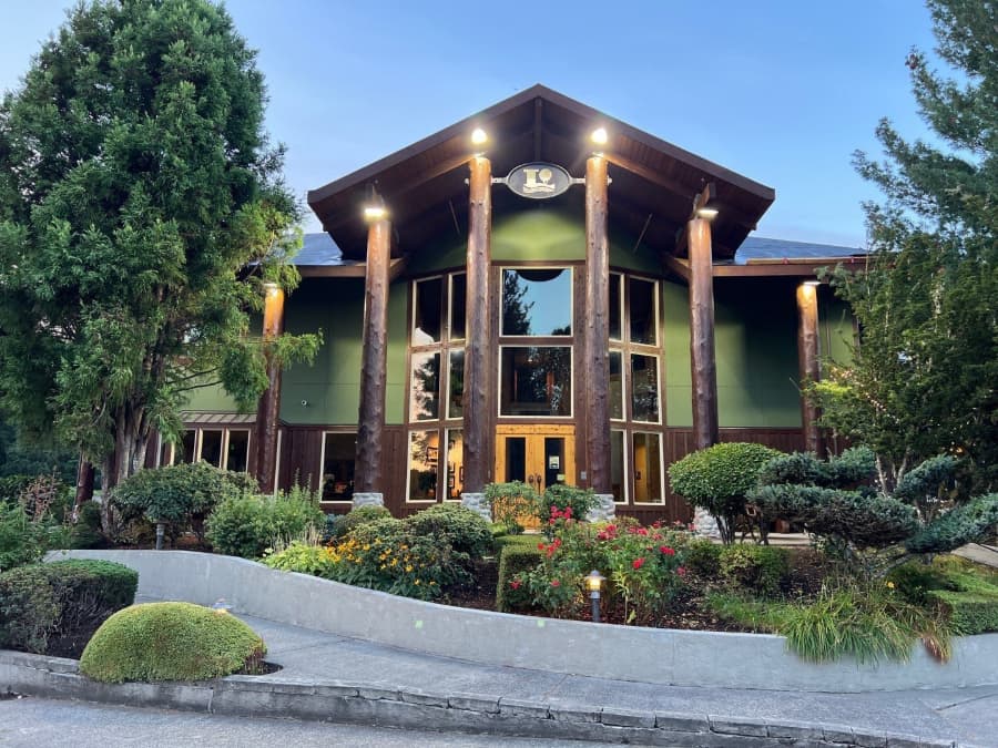 Exterior commercial building paint job, front view