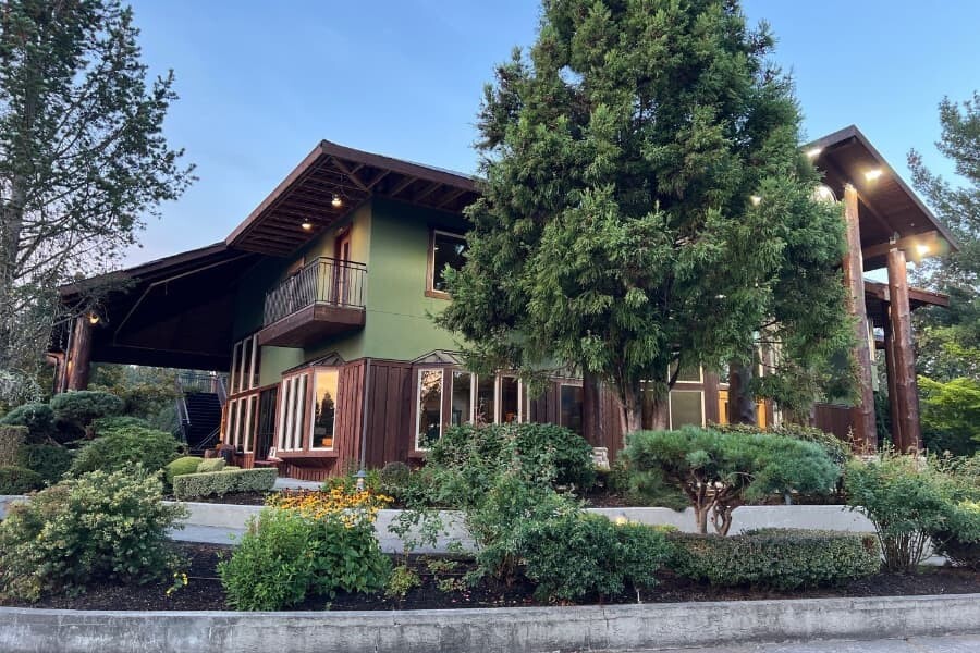 Exterior commercial building paint job, side view