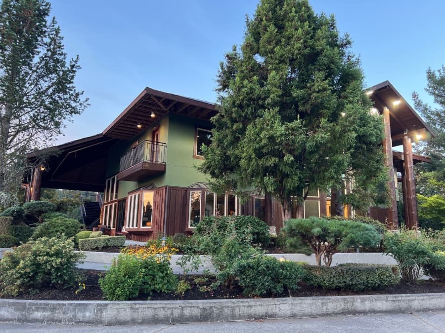 Exterior commercial building paint job, side view