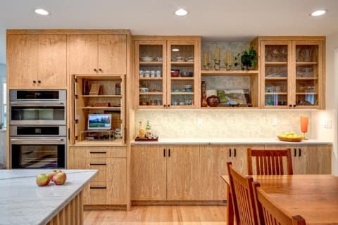 Kitchen With Light Colored Natural Wood Cabinets