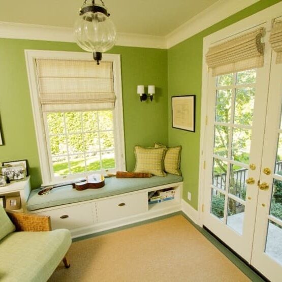 Sitting Room Painted In Cheerful Green