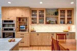 Kitchen With Light Colored Natural Wood Cabinets